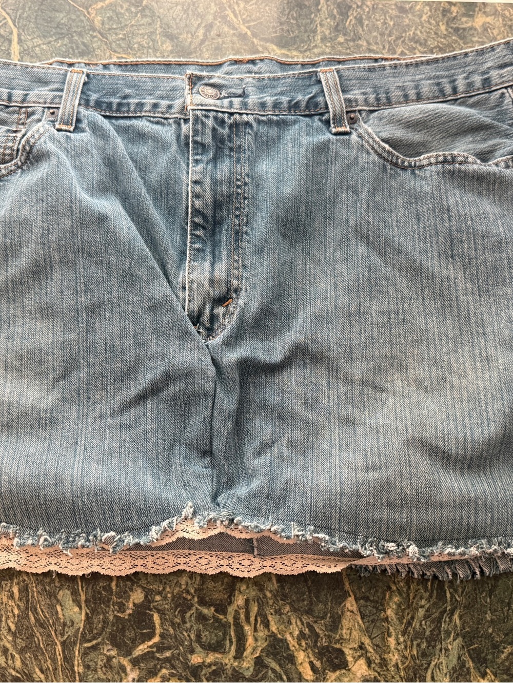 Cute Y2K Lace Denim Levi’s Mini Skirt Light Blue